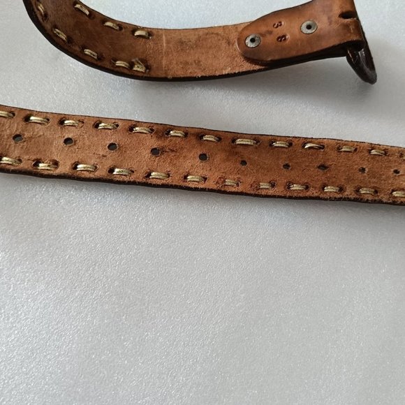 ❤️HP❤️🐎Vintage Brown Leather Belt Cintos Imperial Belt Mexican Horses Design - Picture 8 of 11